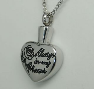 ALWAYS IN MY HEART CREMATION URN NECKLACE ROSE URN CREMATION JEWELRY 