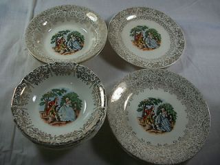 Lot of Royal China Colonial Gold 22 KT Rim Couple Bowls Plates