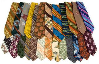 Vtg 70s Ultra WIDE Fat Polyester Neck Ties RETRO Unique Patterns 
