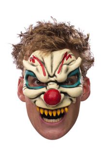 EVIL CLOWN MASK scary chinless it pennywise vinyl adult mens halloween 