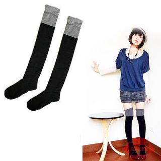 Gray Candy 2 Two Tone Thigh High Over Knee Long Knit Socks Hosiery 