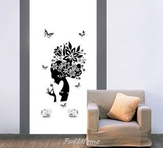 Beautiful Flower Girl Mural Art Wall Stickers Vinyl Decal Removable 