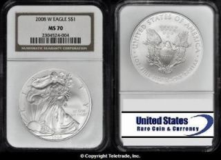 2008 silver eagle ms70 in American Eagle
