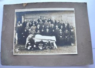 1920s Estonia POST MORTEM Young Man in Coffin Priest Framed Photo 