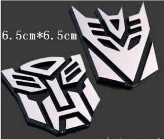 2PCS 3D Decal Car Sticker 1pc Transformers Autobot Emblem & 1pc 