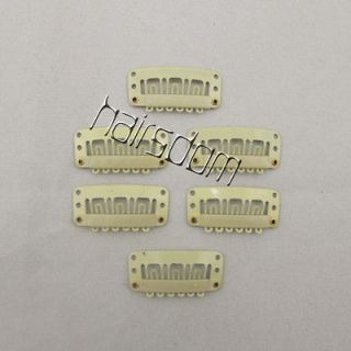 30Pcs Beige U shape Metal Snap clips for hair extension weft 32mmx16mm 
