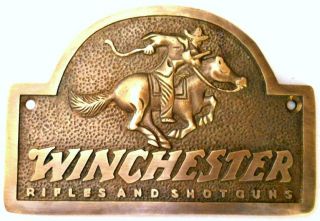 Winchester Rifles and Shotguns brass store plaque sign #E617