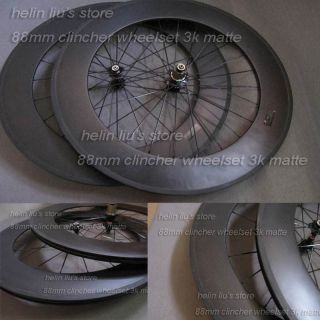 88mm clincher carbon wheelset with 3K Matte finish / carbon fiber bike 