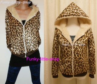leopard print faux fur jacket hoodie punk rock emo j106