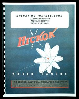 Hickok KS 15559 L1 KS 15560 L1 Tube Tester Manual