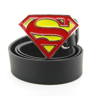 Superhero Mens New Design Superman Crest Belt Buckle Free Leather 