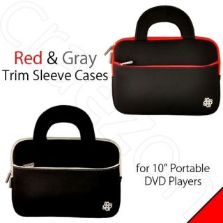Red & Gray Trim Sleeve Case Cover Bags for 10 Portable DVD Players