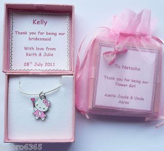 Hello Kitty Necklace Personalised Gift box for Bridesmaid Flower Girl 