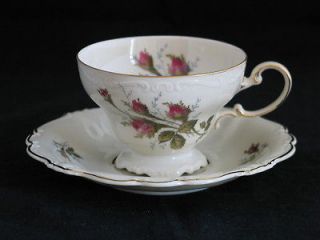 Moss Rose on Ivory Pompadour Footed Cup and Saucer set, Rosenthal Selb 