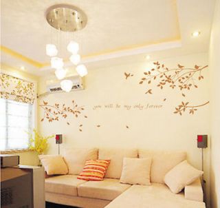 Wall Decor Decal Sticker Removable tree branches birds brown