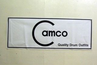 vintage camco drums c logo mini banner white 11 x