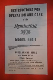 Remington Auto loading Model 550 1 Owners Instructions for Operation 