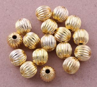 100 pcs Gold plated Corrugated spacer findings loose beads charms 8mm 