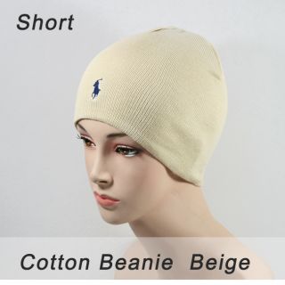 PO08 Beige Color 100% Cotton Polo Knit Beanie Men Women Warm Winter 
