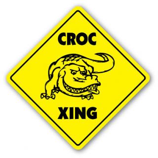 CROC CROSSING Sign xing crocodile salt water gift alligator gator 