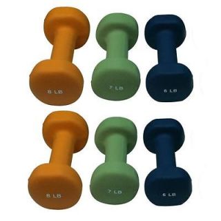 Hand Weight Neoprene Coated Dumbbell Sets 6, 7, 8 lbs PAIRS w Buy It 