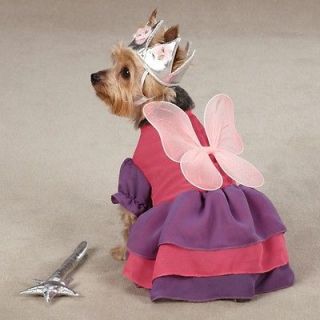 FAIRY PRINCESS Pet M Dog Halloween Costume Clothes Pink Wings Purple 