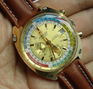 70s wakmann two registers gf regate auto chronograph from hong