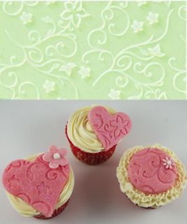 Small Embossing Mat flowers, swirls. Cake Decorating/Cupcake Toppers