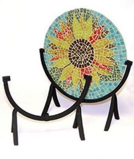 art glass display wrought iron 14 round panel stand time