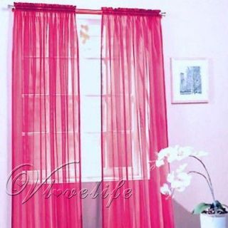 Newly listed 2 Hot Pink Solid Sheer Voile Window Panel Curtain Drape 