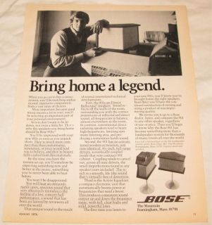 vintage bose 901 stereo speakers print ad from 1976 time