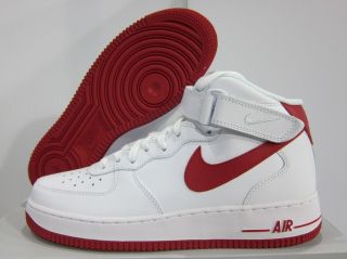 NEW MENS NIKE AIR FORCE 1 MID 07 [315123 108] White Varsity Red