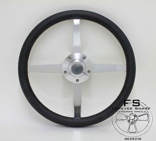 Lakester 4 Spoke 14 Black Vinyl Halfwrap Billet Steering Wheel