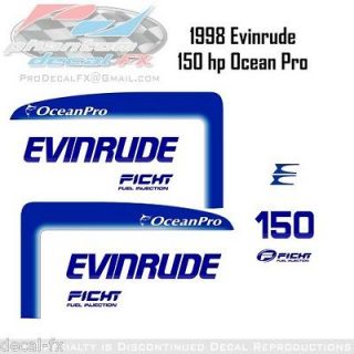 1998 Evinrude 150 FICHT Ocean Pro Outboard Reproduction 9 Piece Vinyl 