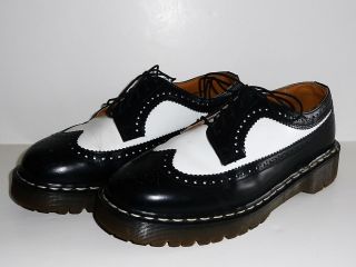 Dr Doc Martens Spectator Shoes Wingtips Oxfords England Black White 9 