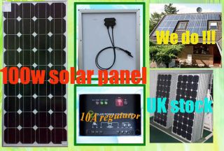 UK Stock~100W 18V Mono Solar Panel+120W 10A Regulator for 12V DC 