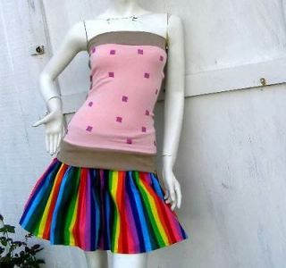 NYAN CAT PopTart S 1X costume shirt & rainbow Skirt Cosplay meme 