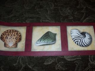 WALLPAPER BORDER Seashells with Animal Patterns Zebra Tiger 15  1 