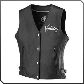 Victory Motorcycle New Womens Guardian Leather Vest,Medium, Black 