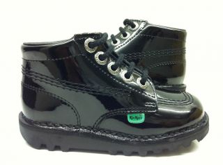 NEW Kids Kickers KICK HI I CORE Black Patent Leather Boots UK 5   2.5