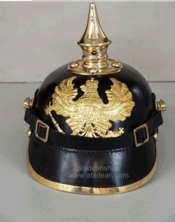 leather german wwi pickelhaube spiked prussian helmet 