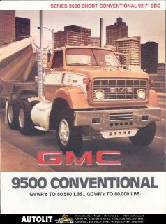 1977 gmc 9500 conventional truck brochure  14 99  