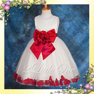   Wedding Occasion Petal Dress Pageant Party Ivory Burgundy 3T 4T 147