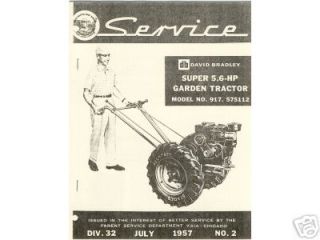 DB David Bradley Super 5.6 Garden Tractor Service Manual Model No 917 