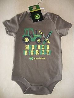 CUTE 3 6 Mos. What Color Is Your Dirt?John Deere Baby Outfit, NEW 