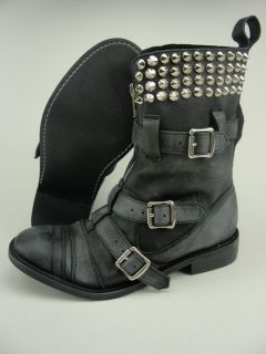 Jeffrey Campbell Studded Spikes wrap ankle biker rider Womens Boots US 