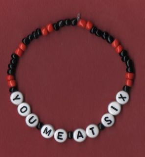 Handmade red and black beaded custom bracelet   choose your caption