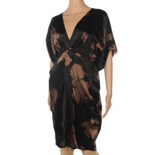 JF 211 NANCY MAC Tallulah Black & Brown Silk Dress Size 5 / UK 18 RRP 