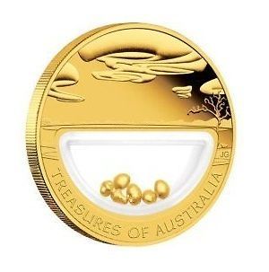 Treasures of Australia Gold 1oz Gold Proof Locket Coin Gold Nuggets $ 