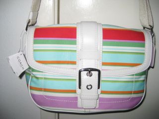 coach bag small purse stripe multicolor flap 10701 nwt returns